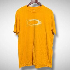 Oakley Shirt Men's Large Solid Yellow Short sleeve Crew Neck T Center Hit Y2K